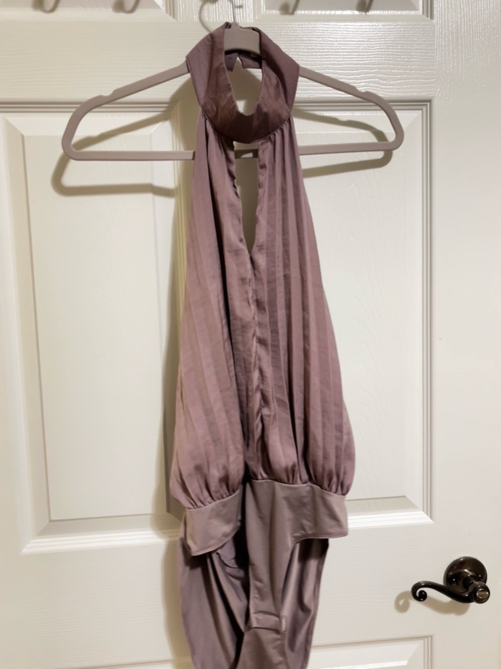 Silky Halter Romper in Deep Mauve